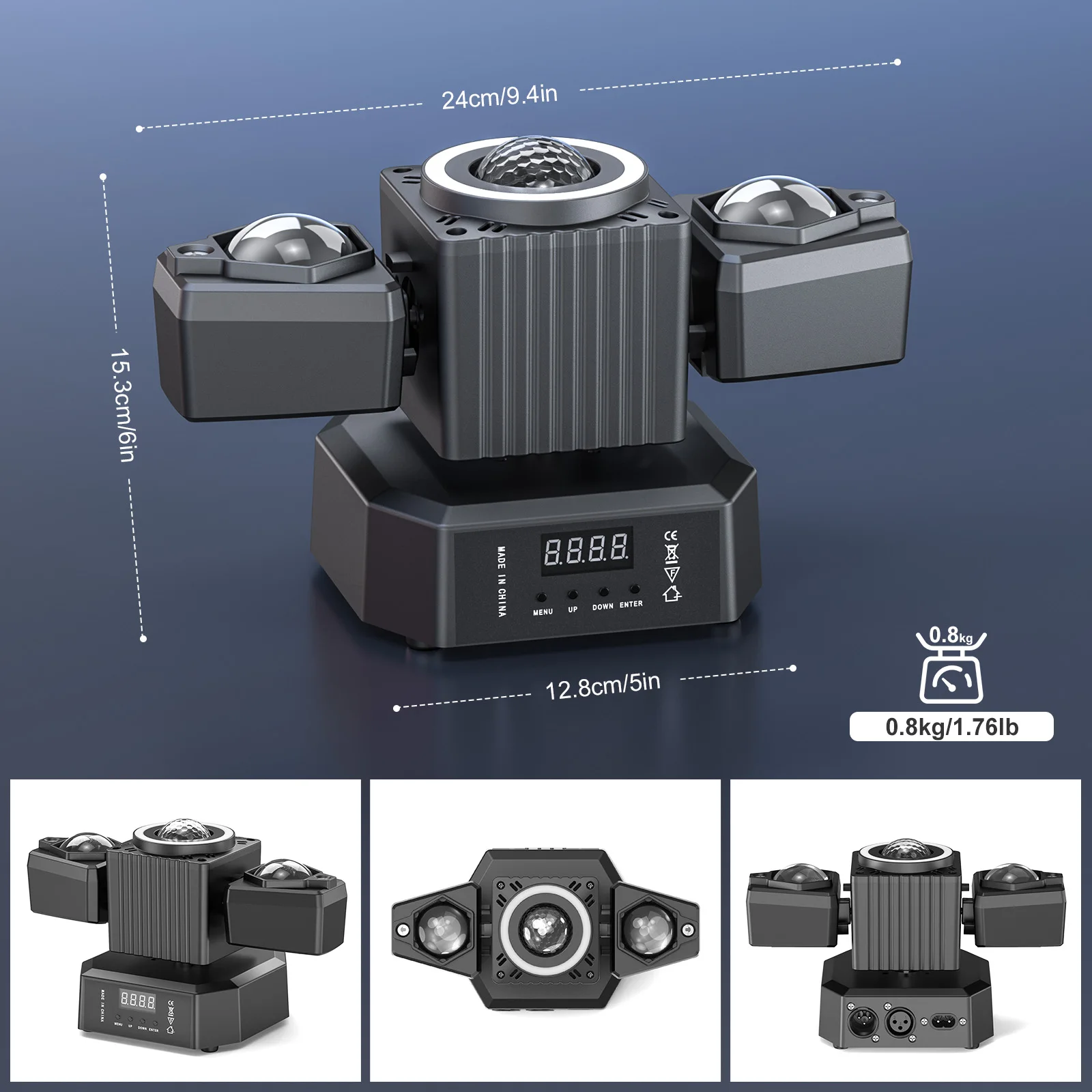 Dwuramienny projektor LED RGBW 4w1 z pilotem - 7