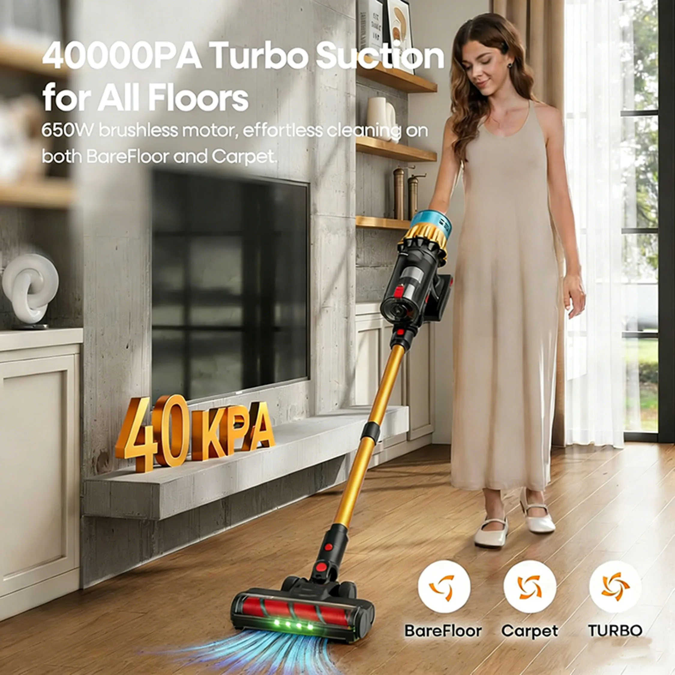 Bezprzewodowy odkurzacz 600W 40kPa do domu - 3