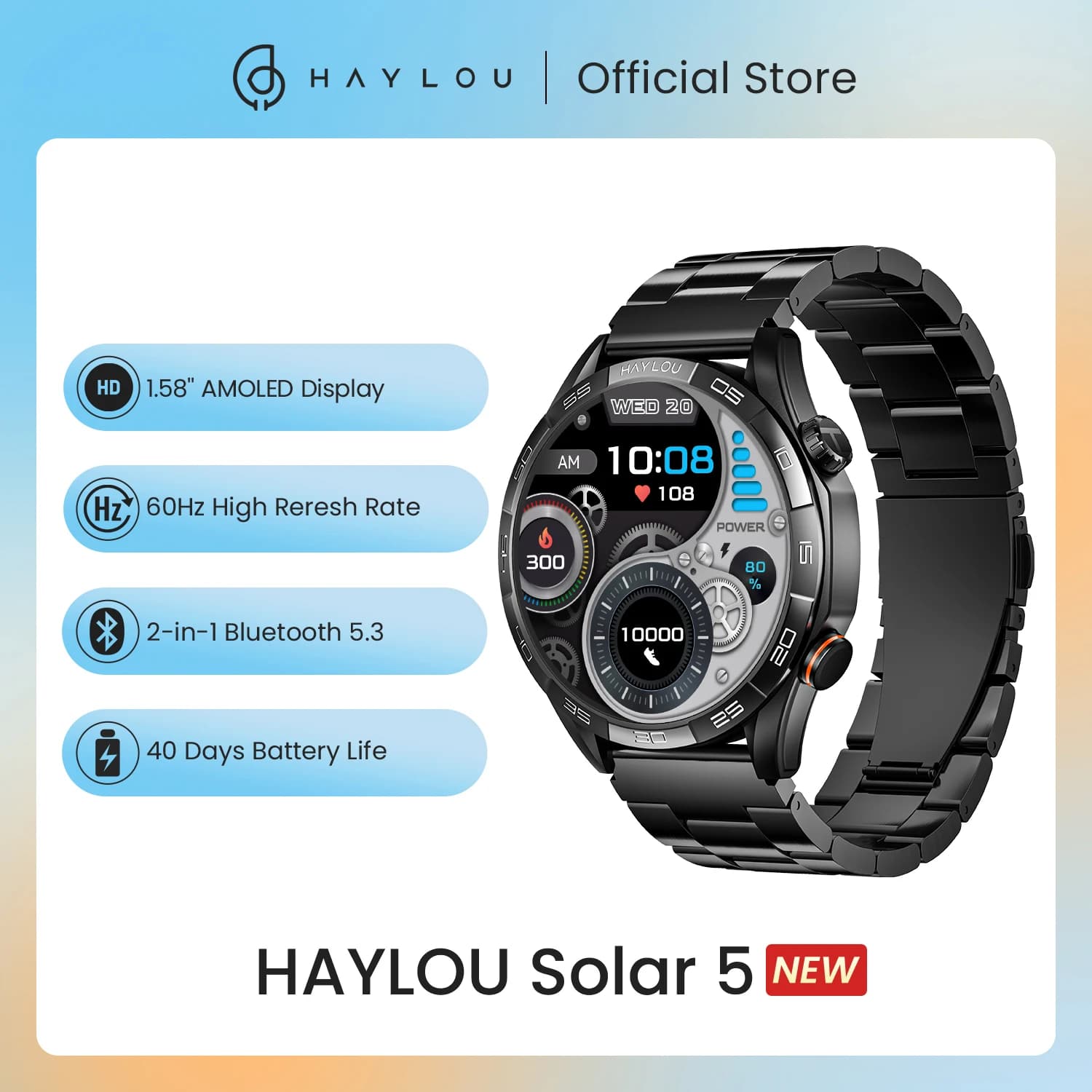 HAYLOU Solar 5 smartwatch AMOLED 1,58"
